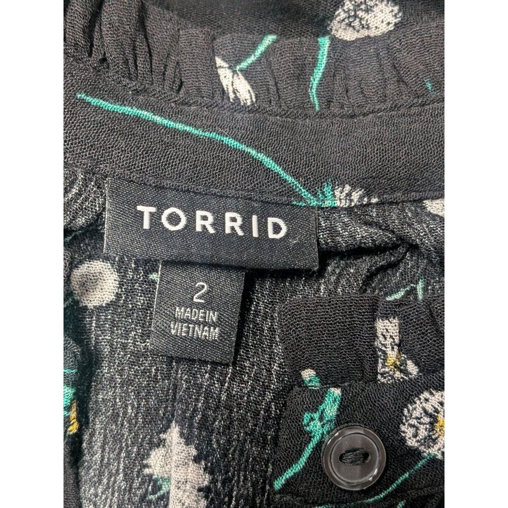 Torrid 1/4 Button Up Top Size 2x Crinkle Gauze Fl… - image 8